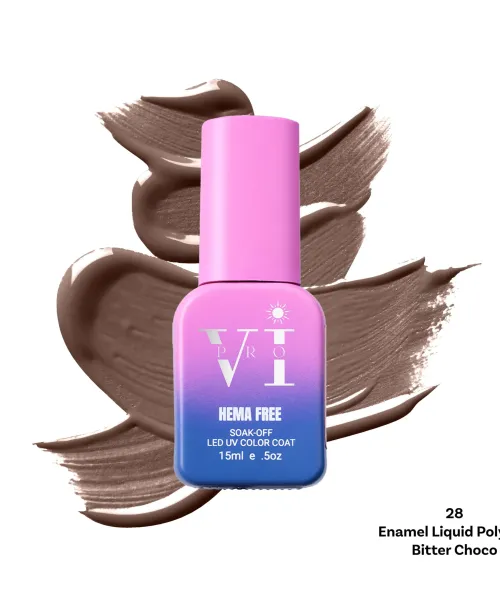 ENAMEL LIQUID POLY GEL 28 BITTER CHOCO 15ML - SKU 175003-28
