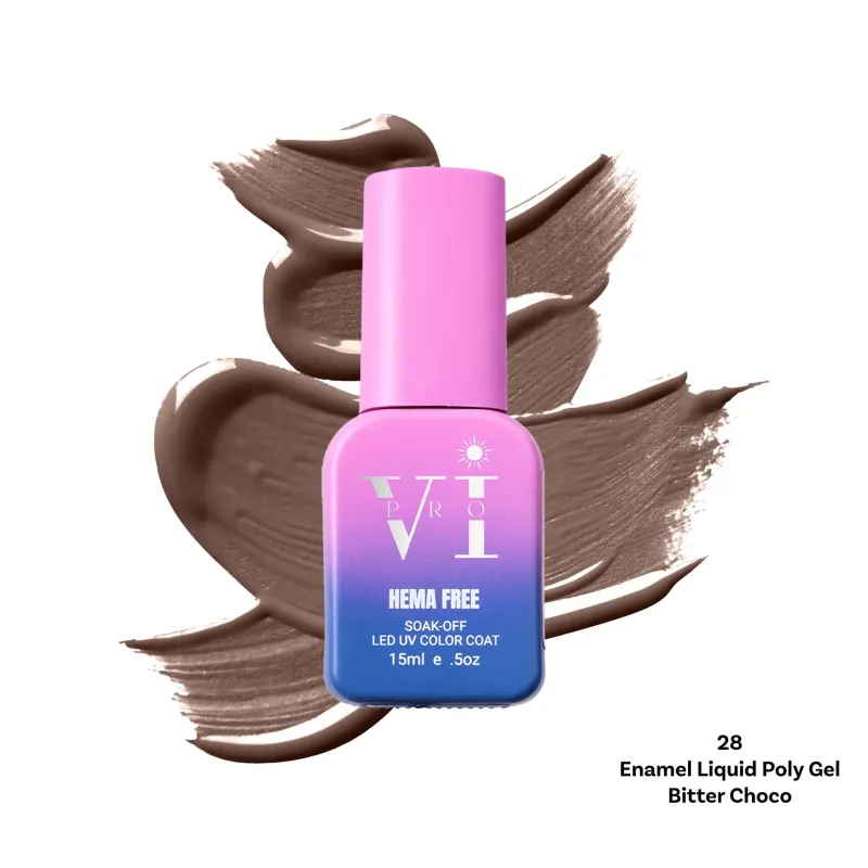 ENAMEL LIQUID POLY GEL 28 BITTER CHOCO 15ML - SKU 175003-28