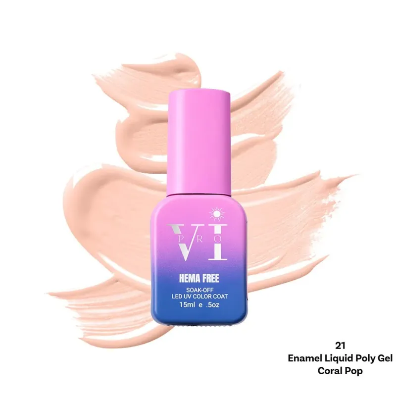 ENAMEL LIQUID POLY GEL 21 CORAL POP 15ML - SKU 175003-21