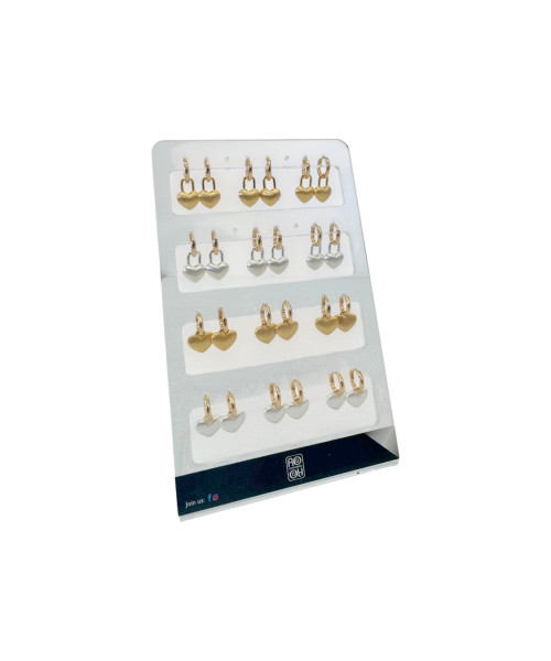 Σκουλαρίκι Κρίκος καρδιά λουκέτο 10*23mm