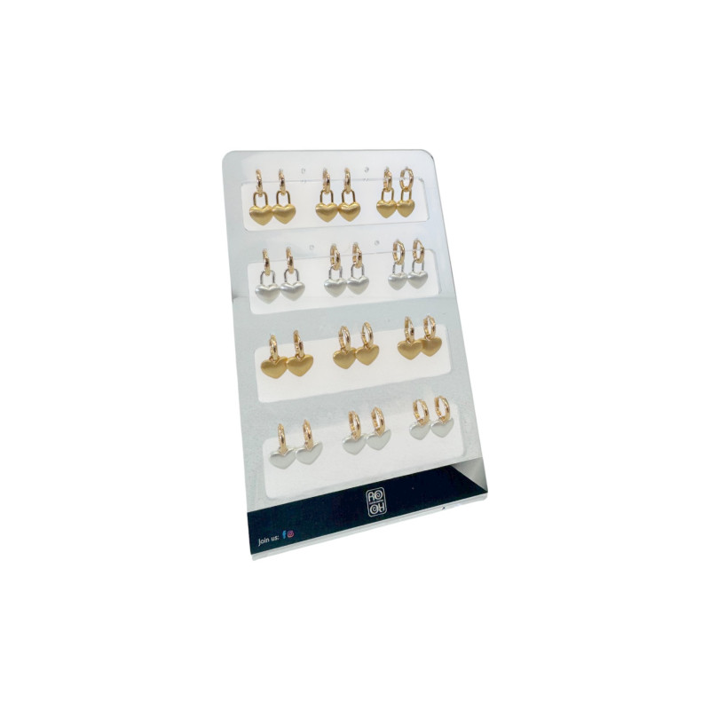 Σκουλαρίκι Κρίκος καρδιά λουκέτο 10*23mm