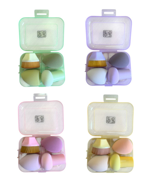 Σφουγγαράκια & πινέλο μακιγιαζ blending σετ 4τμχ σε κουτί