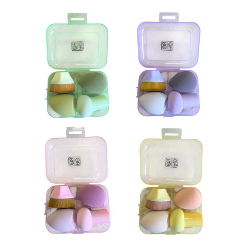 Σφουγγαράκια & πινέλο μακιγιαζ blending σετ 4τμχ σε κουτί