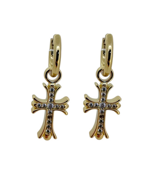 Σκουλαρίκια αυτιών κρίκοι με σταυρό 33mm