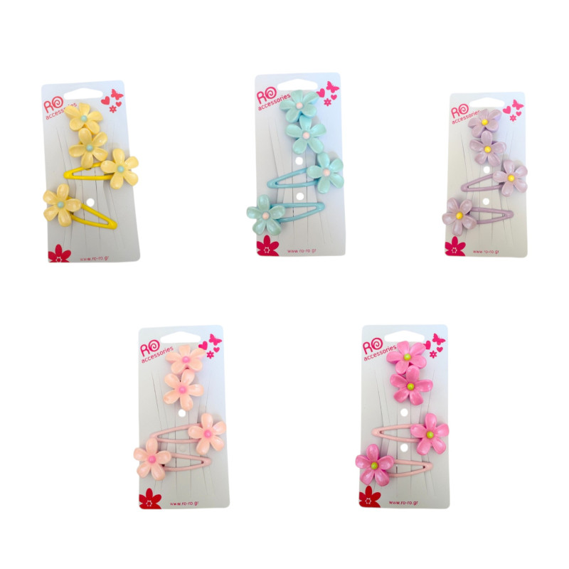 Παιδικό σετ  κλικ κλακ και λαστιχο  μαλλιών, σετ 4 τεμ