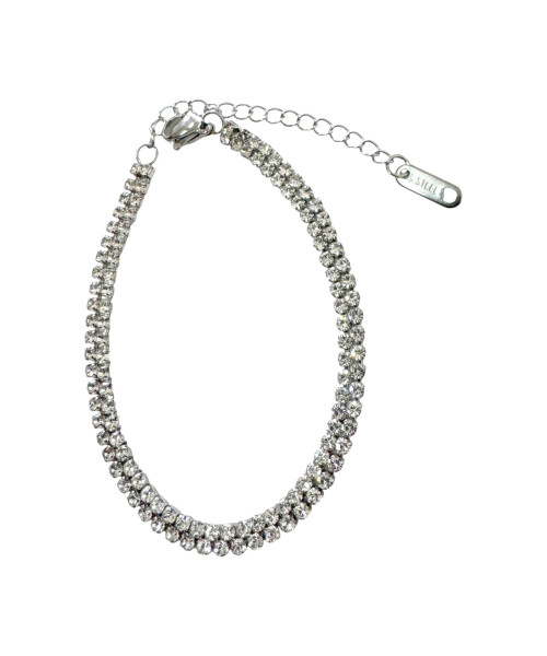 Γυναικείo βραχιόλι διπλή αλυσίδα με στρας Stainless steel