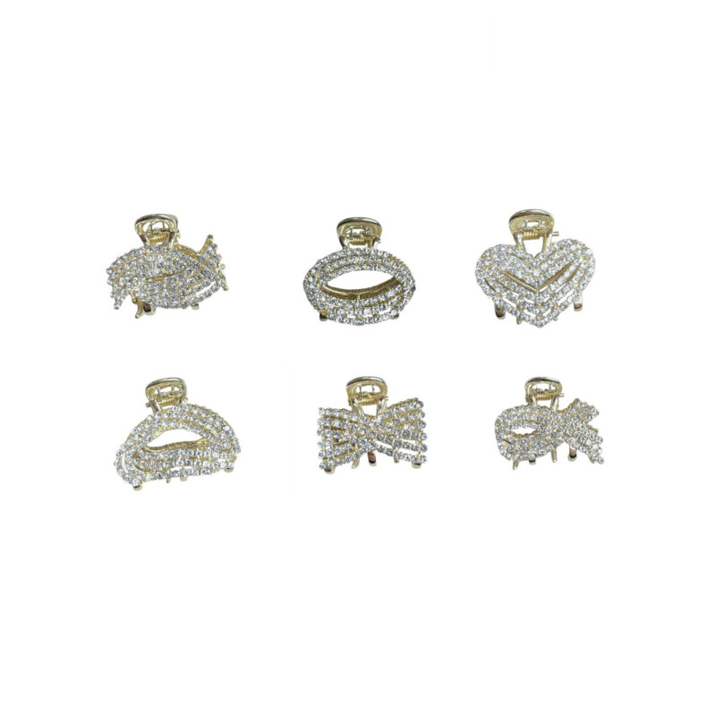 Μεταλλικό κλάμερ μαλλιών με στρας σετ 2 τμχ