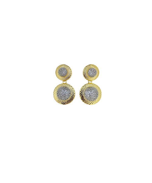 Σκουλαρίκια αυτιών mix metal με στρας 30mm