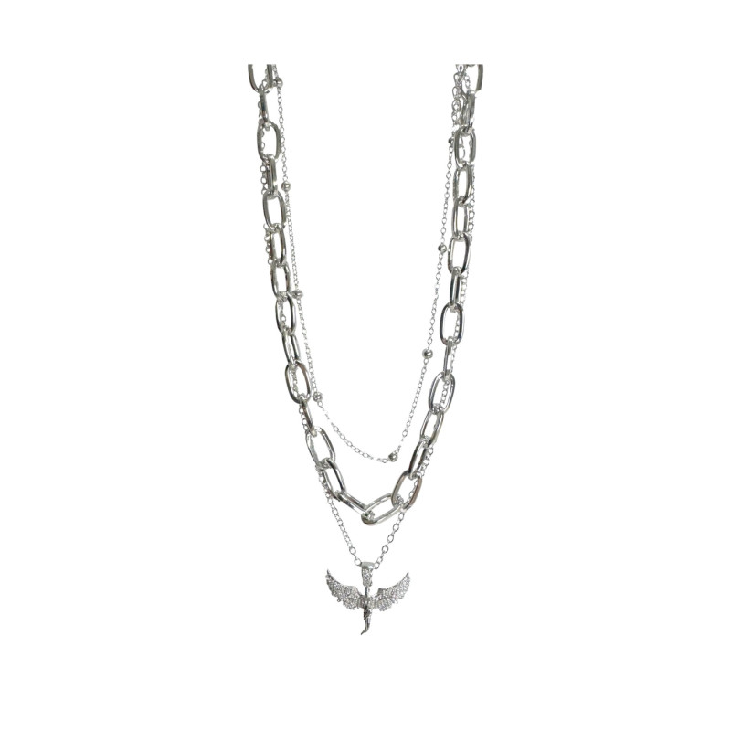 Γυναικείο κολιέ διπλή αλυσίδα με στοιχείο Stainless steel